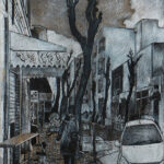 Tunis dessin détaillé Maude Tapin artiste technique mixte vacance repos tranquilité