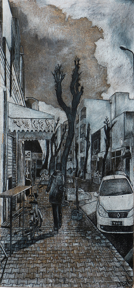 Tunis dessin détaillé Maude Tapin artiste technique mixte vacance repos tranquilité