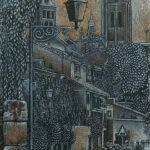 Toledo Espagne dessin détaillé Maude Tapin artiste technique mixte vacance repos tranquilité