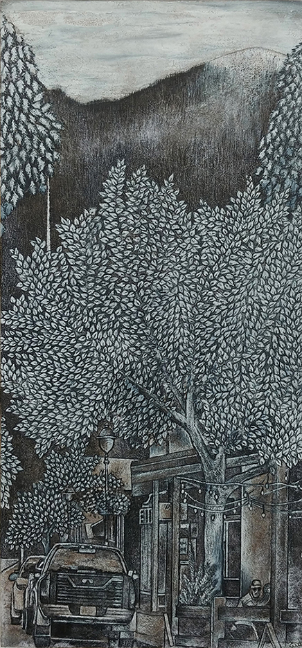 Golden Colombie Britannique dessin détaillé Maude Tapin artiste technique mixte vacance repos tranquilité