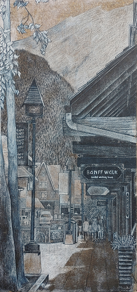 Banff Canada Alberta Québec dessin détaillé Maude Tapin artiste technique mixte vacance repos tranquilité