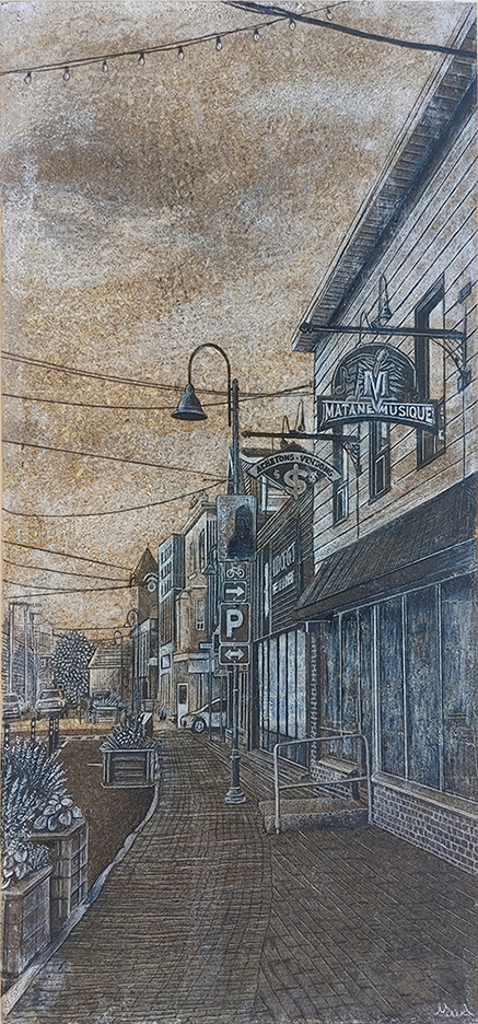 Gaspésie Matane dessin détaillé Maude Tapin artiste technique mixte vacance repos tranquilité