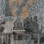 Québec dessin détaillé Maude Tapin artiste technique mixte vacance repos tranquilité Longueuil Café 1957