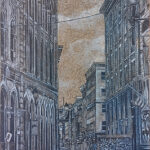 Montréal Vieux port dessin détaillé Maude Tapin artiste technique mixte vacance repos tranquilité