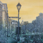 Québec dessin détaillé Maude Tapin artiste technique mixte vacance repos tranquilité Place d'armes Montréal