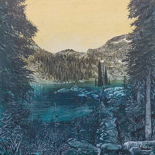 Québec dessin détaillé Maude Tapin artiste technique mixte vacance repos tranquilité Colombie-Britannique nature
