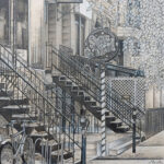 Québec dessin détaillé Maude Tapin artiste technique mixte vacance repos tranquilité Montréal rue Saint-Denis vie urbain Sucre bleu nostalgie