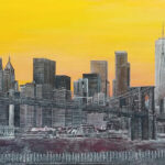 Québec dessin détaillé Maude Tapin artiste technique mixte vacance repos tranquilité New York Brooklyn bridge vie urbaine