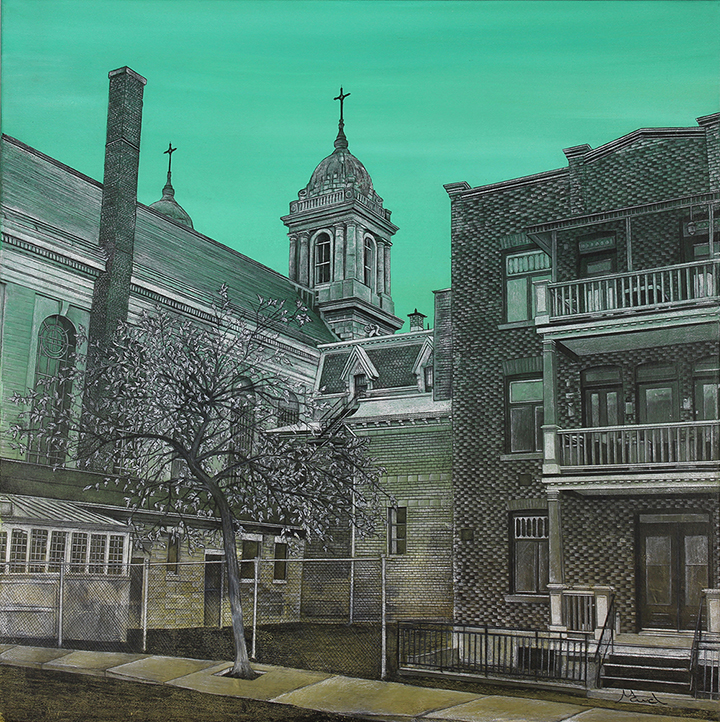 Québec dessin détaillé Maude Tapin artiste technique mixte vacance repos tranquilité Montréal vie urbaine