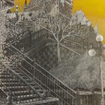 Québec dessin détaillé Maude Tapin artiste technique mixte vacance repos tranquilité Château Frontenac vieux Québec