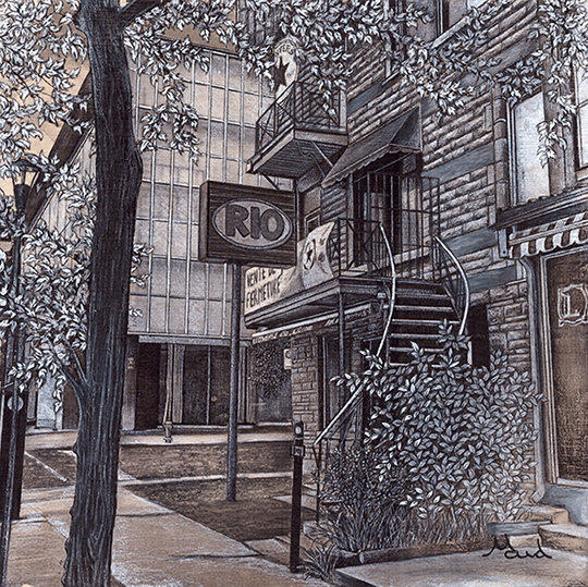 voyage équilibre mindtravel dessin détaillé Maude Tapin artiste technique mixte art Rio Montréal