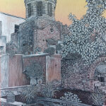 voyage équilibre mindtravel dessin détaillé Maude Tapin artiste technique mixte art Grèce jardins monastère