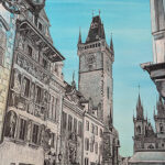 voyage équilibre mindtravel dessin détaillé Maude Tapin artiste technique mixte art Prague tchéquie