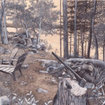 voyage équilibre mindtravel dessin détaillé Maude Tapin artiste technique mixte art réserve faunique papineau labelle québec nature durocher chalet