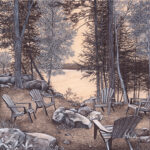 voyage équilibre mindtravel dessin détaillé Maude Tapin artiste technique mixte art vacances chalet durocher réserve faunique Papineau Labelle