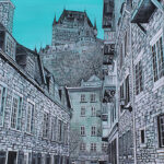 voyage équilibre mindtravel dessin détaillé Maude Tapin artiste technique mixte art vieux québec Château Frontenac