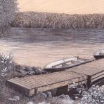 chalet vacances été papineau labelle Durocher réserve faunique parc canada Québec dessin détaillé Maude Tapin artiste technique mixte